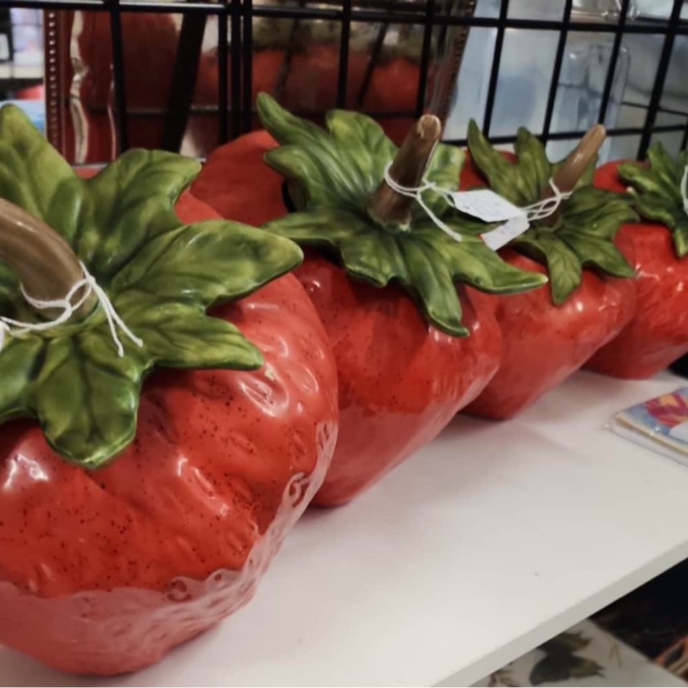 Red Ceramic Strawberry 4 piece canister set